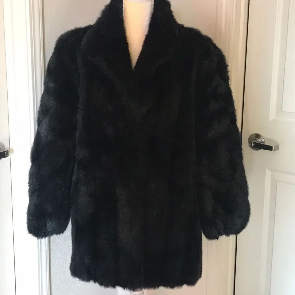 Mariel Faux For Coat  Large Vintage Black - Picture 3 of 14